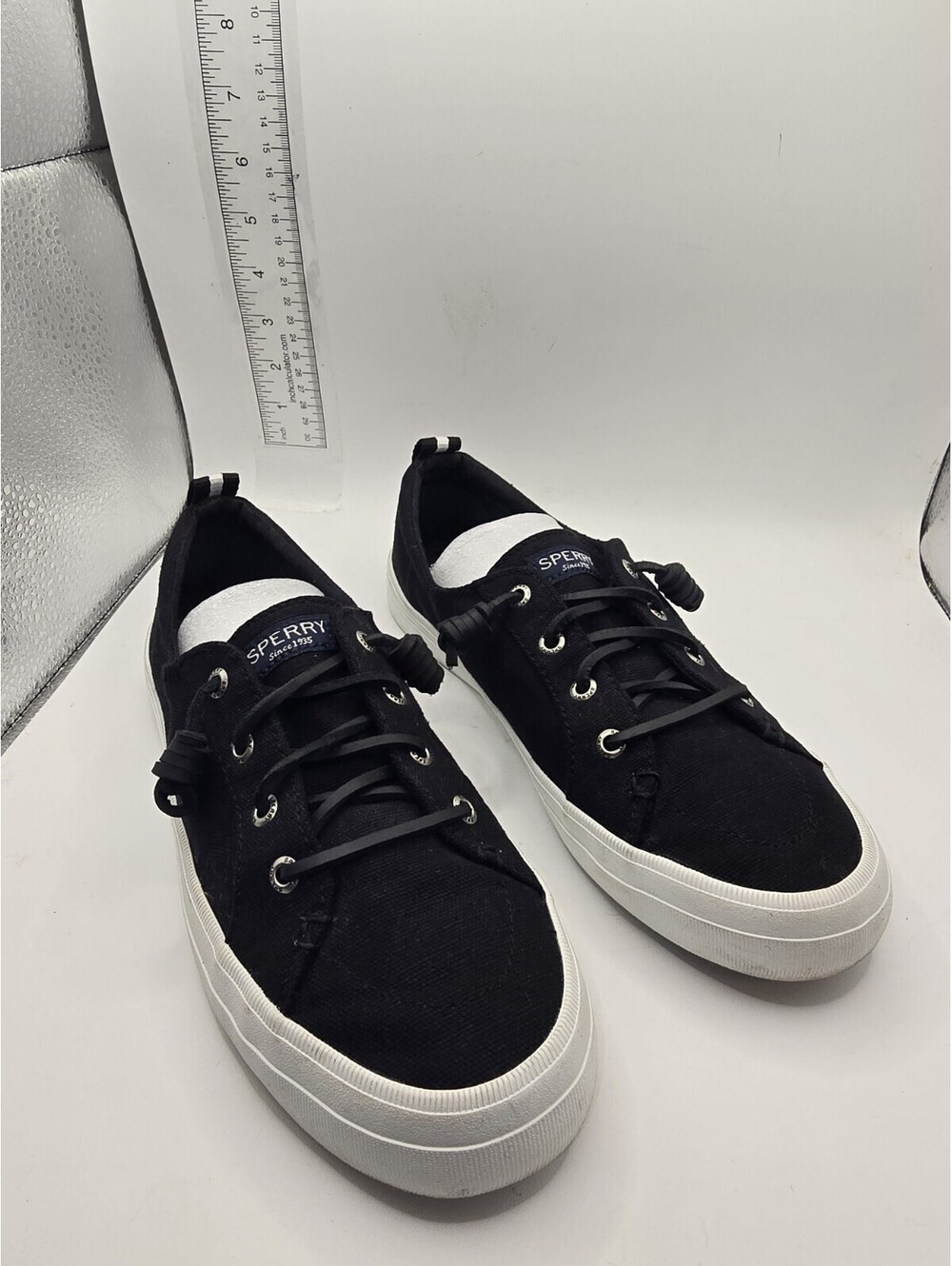 Sperry Women’s Crest Vibe Sneakers Linen Black Sts99251 Size 7.5 M Super Clean